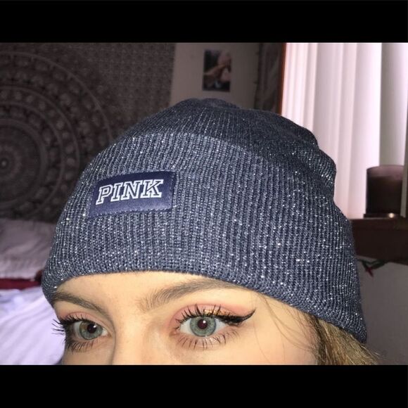 Sparkly blue PINK Victoria’s Secret beanie - Picture 3 of 8